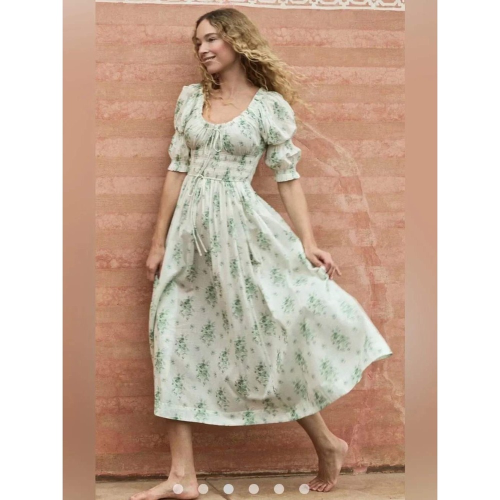Doen Ischia Dress Vert Petit Bouquet de Chamonix Green Medium New With Tags